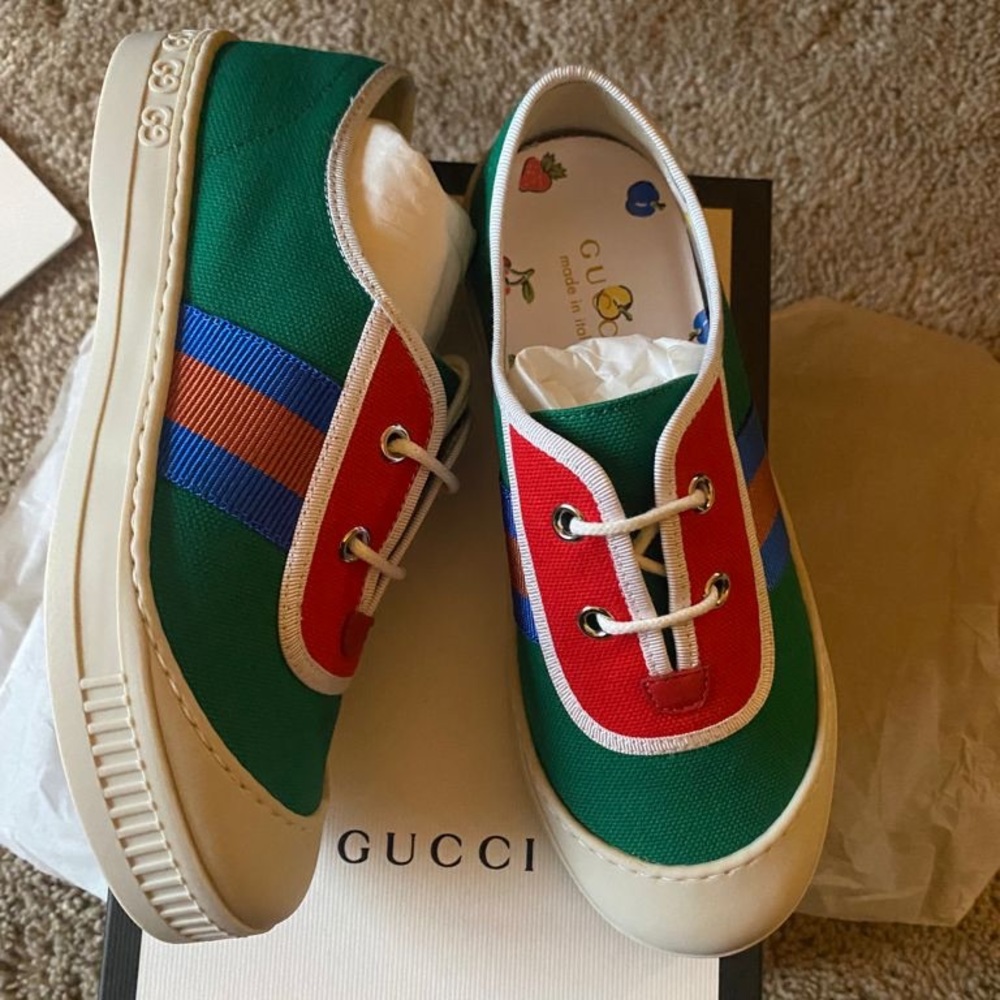 Gucci kids web canvas sneakers